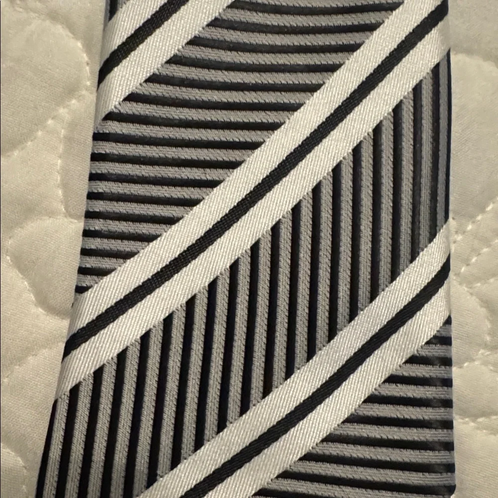 Boys' Striped Clip-On Neckties and Bow Tie Set - Navy & Silver